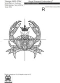 Crab with Crown Machine Embroidery Design - 8 sizes