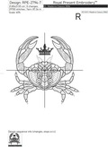 Crab with Crown Machine Embroidery Design - 8 sizes