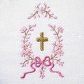 Cross in a flower frame with a bow Machine embroidery design - 4 sizes