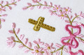 Cross in a flower frame with a bow Machine embroidery design - 4 sizes
