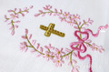 Cross in a flower frame with a bow Machine embroidery design - 4 sizes
