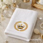 Crown in Laurel Wreath Machine Embroidery Design - 4 sizes
