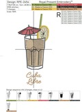 Cuba Libre cocktail Machine Embroidery Design - 2 sizes