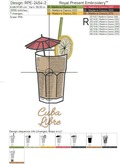 Cuba Libre cocktail Machine Embroidery Design - 2 sizes