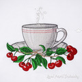 Cup with Cherries Machine Embroidery Design - 3 sizes