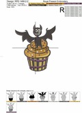 Cupcake Halloween Bat Machine Embroidery Design - 3 sizes