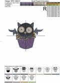 Cupcake Owl Halloween Machine Embroidery Design - 3 sizes