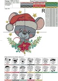 Cute Christmas Mouse Machine Embroidery Design - 2 sizes