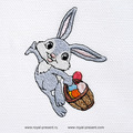 Cute Easter Bunny carries the basket