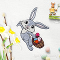 Cute Easter Bunny carries the basket