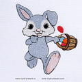 Cute Easter Bunny carries the basket with eggs FREE machine Embroidery Design