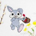 Cute Easter Bunny carries the basket with eggs FREE machine Embroidery Design