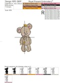 Cute Teddy Bear in a crown Machine embroidery design - 4 sizes