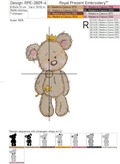 Cute Teddy Bear in a crown Machine embroidery design - 4 sizes