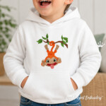 Motif de broderie mécanique « Adorable petit singe suspendu à un arbre » - 2 tailles