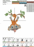 Cute baby monkey hamming on a tree Machine Embroidery Design