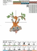 Cute baby monkey hamming on a tree Machine Embroidery Design