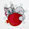 Cute cat on Christmas ball Machine Embroidery Design - 3 sizes