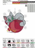Cute cat on Christmas ball Machine Embroidery Design - 3 sizes