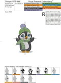 Cute penguin with hat and scarf Machine Embroidery Design