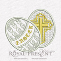 Cutwork Lace Machine Embroidery Design on tulle - Easter eggs