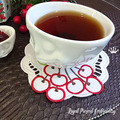 Cutwork machine embroidery design Cherries napkin - 3 sizes