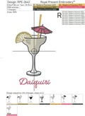 Daiquirí cocktail Machine Embroidery Design - 2 sizes