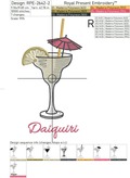 Daiquirí cocktail Machine Embroidery Design - 2 sizes