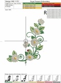 Daisies corner Machine Embroidery Design - 4 sizes