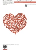 Decorative Heart Machine Embroidery Design - 5 sizes