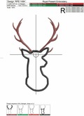 Deer Head Applique Machine Embroidery Design - 5 sizes