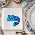 Disappearing Cheshire Cat Machine Embroidery Design – 2 Sizes