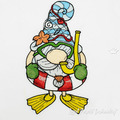 Diver Gnome Machine Embroidery Design - 4 sizes