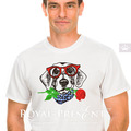 Dog in glasses with red rose - 4 sizes
