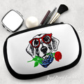 Dog in glasses with red rose - 4 sizes