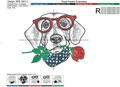 Dog in glasses with red rose - 4 sizes