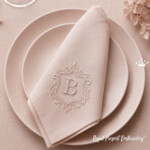 Motif de broderie en blanc du double monogramme de mariage - 3 tailles