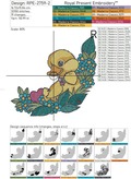 Duckling corner with flowers Machine embroidery design - 3 sizes