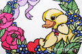 Duckling wreath with flowers Machine embroidery design