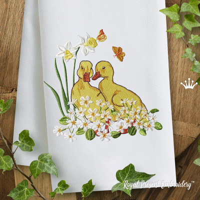 Ducklings corner Motif de broderie machine - 3 tailles