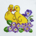 Ducklings in primrose design of machine embroidery - 4 sizes