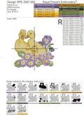 Ducklings in primrose design of machine embroidery - 4 sizes