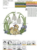 Ducklings with Snowdrops Machine Embroidery Design - 3 sizes