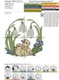 Ducklings with Snowdrops Machine Embroidery Design - 3 sizes