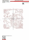 Bunny's Garden Cart Redwork