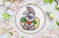 Easter Bunny with Carrots Machine Embroidery Design - 3 sizes