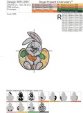 Easter Bunny with Carrots Machine Embroidery Design - 3 sizes