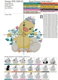 Easter Duckling with Flowers Digital Embroidery Design