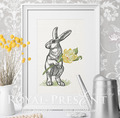 Easter Rabbit with flower Machine Embroidery Design - 6 sizes