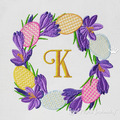 Easter wreath with crocuses and easter eggs Embroidery Design - 4 sizes